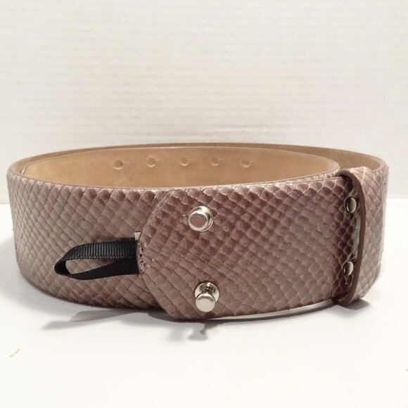 Vintage Ann Taylor Tan Genuine Leather Textured Snakeskin Wide Belt Size L - Picture 1 of 5